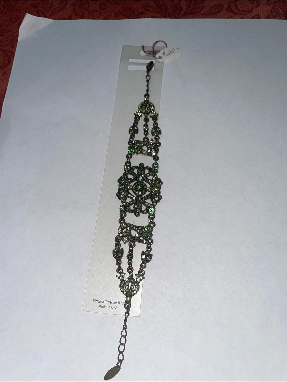 Edwardian bracelet, green crystal